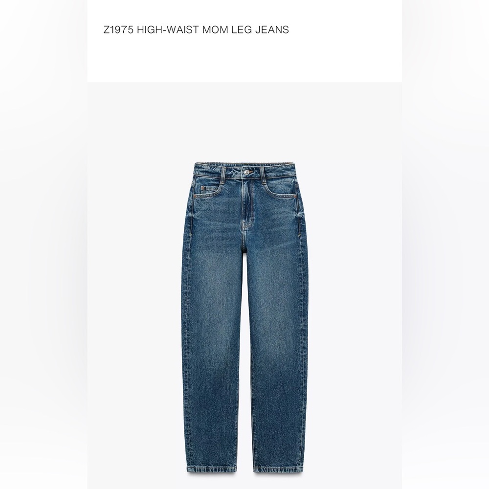 Zara High Waist Mom Leg Straight Blue Jeans